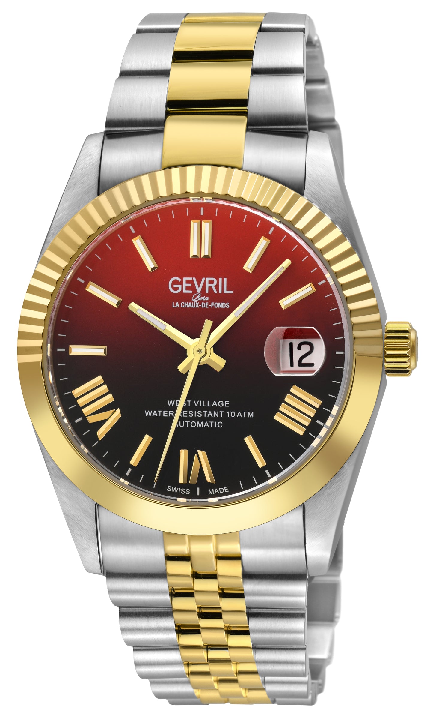 title:Gevril Men's West Village Fusion Elite 40mm Automatic Watch 48960B;color:Black and Red