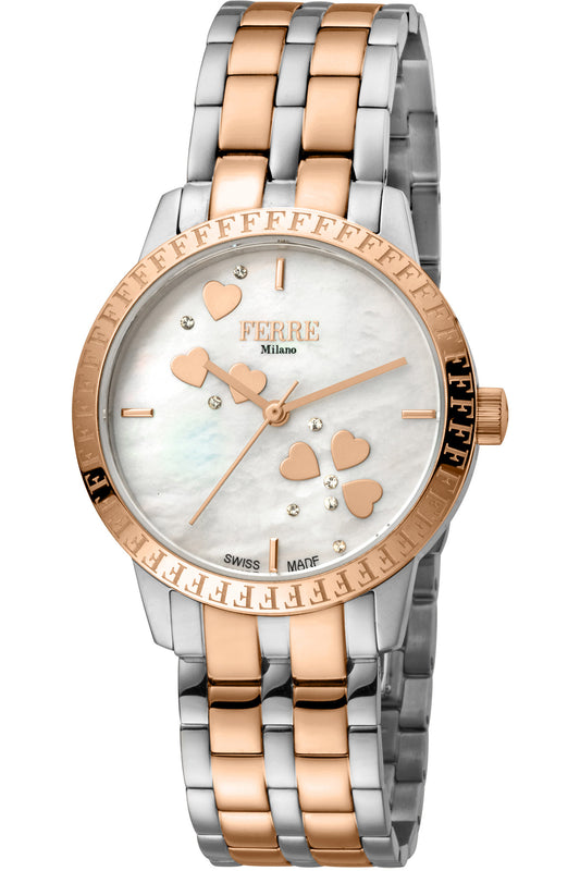 title:Ferre Milano Women's Fashion 32mm Quartz Watch FM1L128M0051;color:White