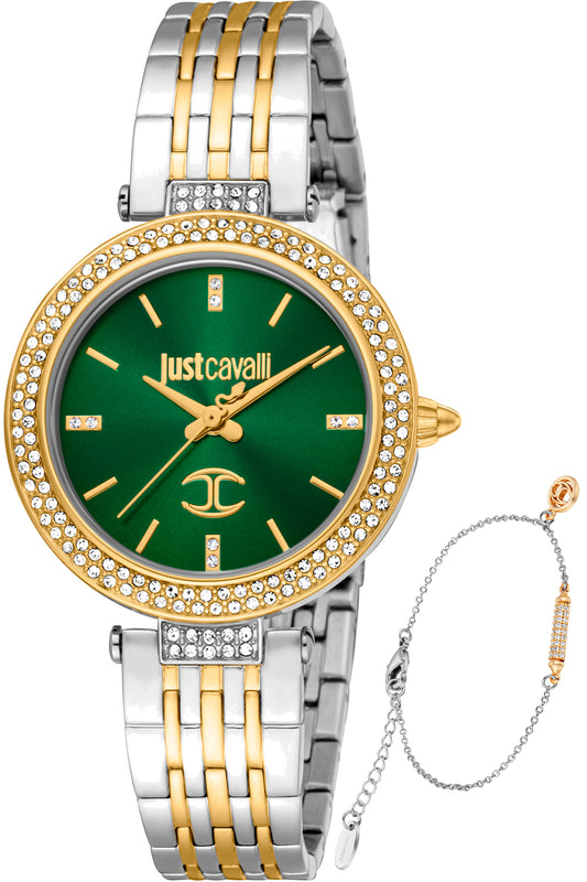 title:Just Cavalli Women's JC1L274M0085 SET Savoca 32mm Quartz Watch;color:Green