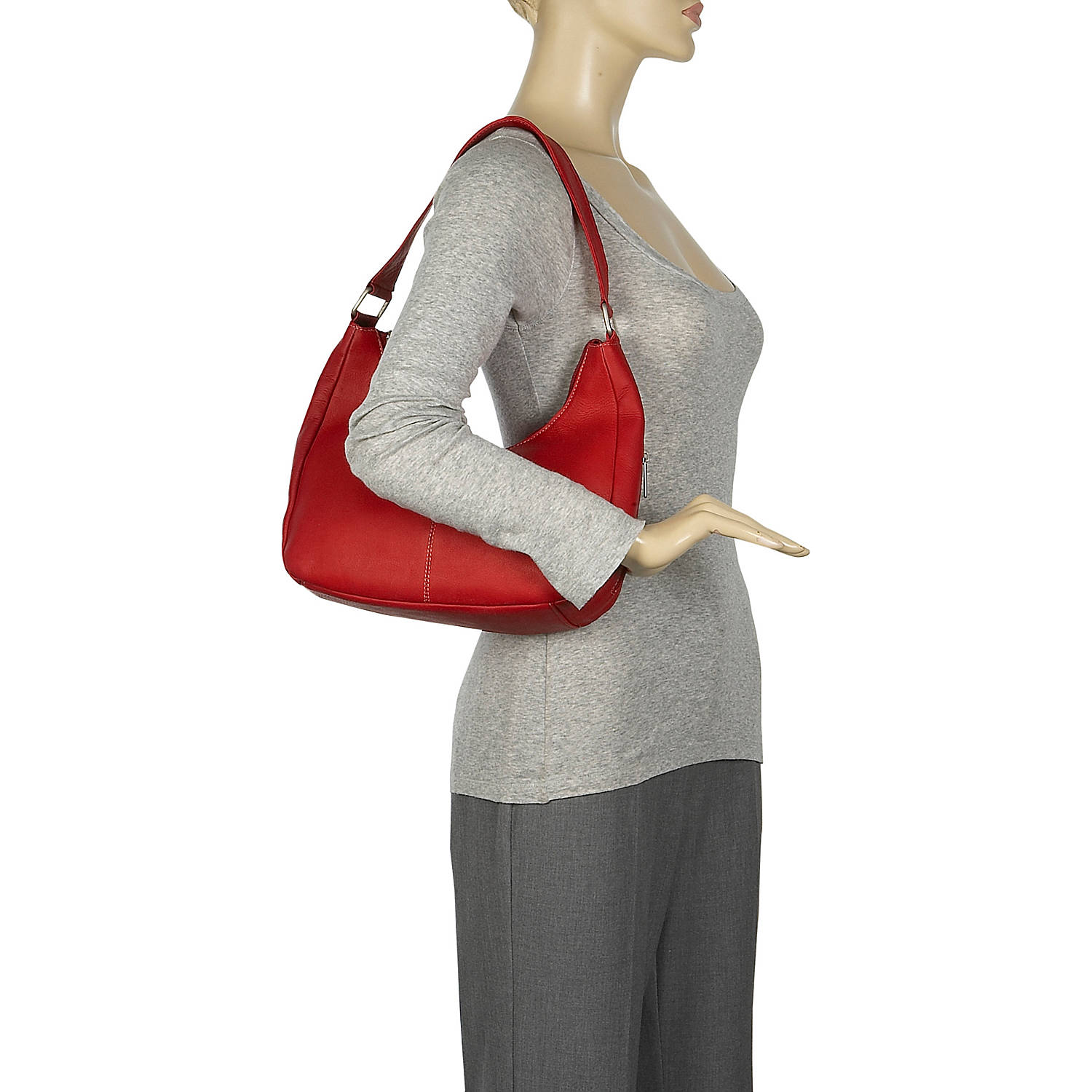 title:Le Donne Leather Classic Hobo Handbag;color:RED