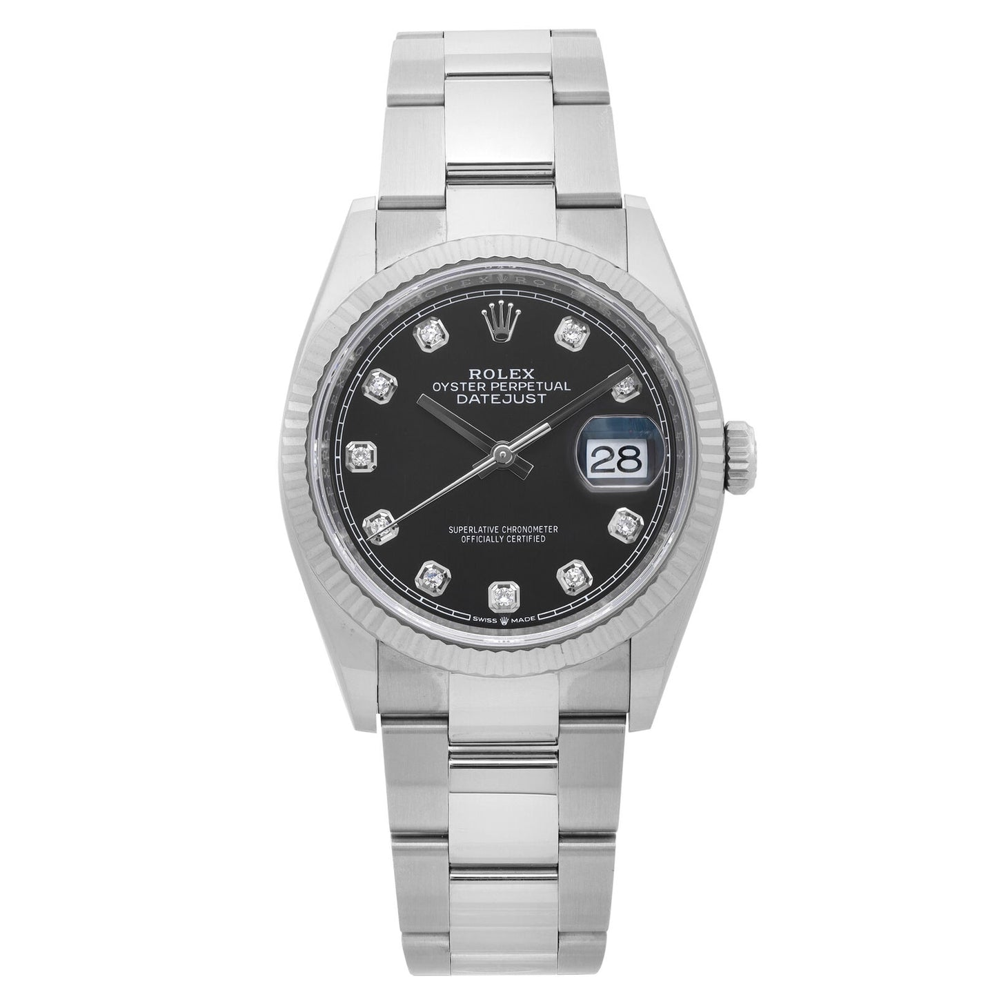 title:Rolex Datejust 36mm Steel 18K White Gold Black Diamond Dial Oyster Watch  TFJ-142508294;color:not applicable