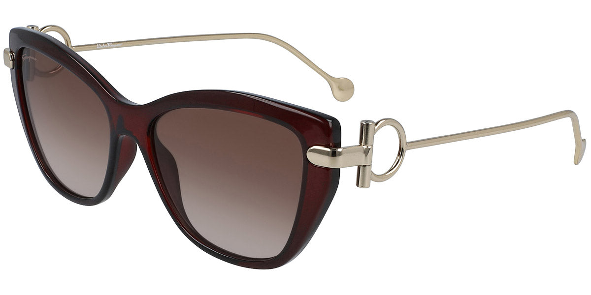 title:Ferragamo Women's 55mm Red Sunglasses SF928S-606-55;color:Red frame, Grey Gradient lens