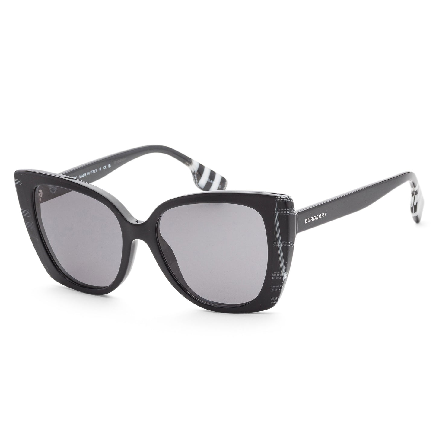 title:Burberry Women's BE4393-405181-54 Meryl 54mm Black/Check White Black Sunglasses;color:Black/Check White Black