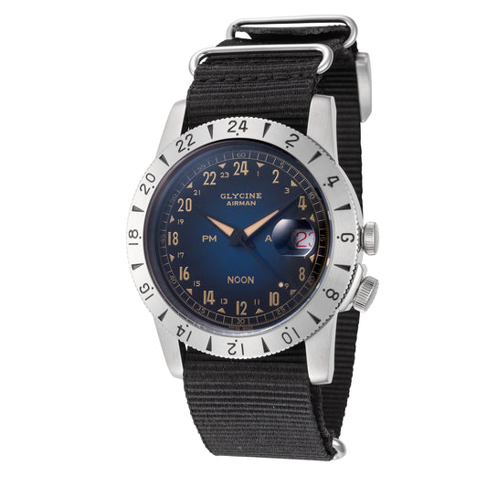 title:Glycine Men's GL0477 Airman Vintage 40mm Automatic Watch;color:Blue