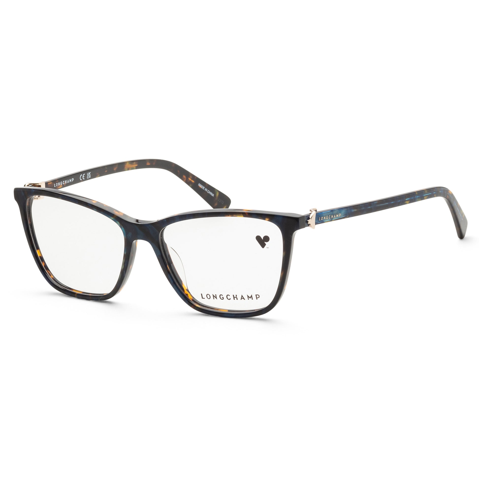 title:Longchamp Women's LO2685-281 51mm Marble Blue Havana Square Opticals;color:Marble Blue Havana Frame, Demo Lens