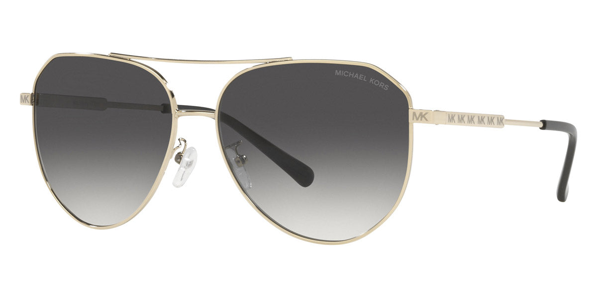 title:Michael Kors Women's 60mm Light Gold Sunglasses MK1109-10148G-60;color:Light Gold frame, Dark Grey Gradient lens