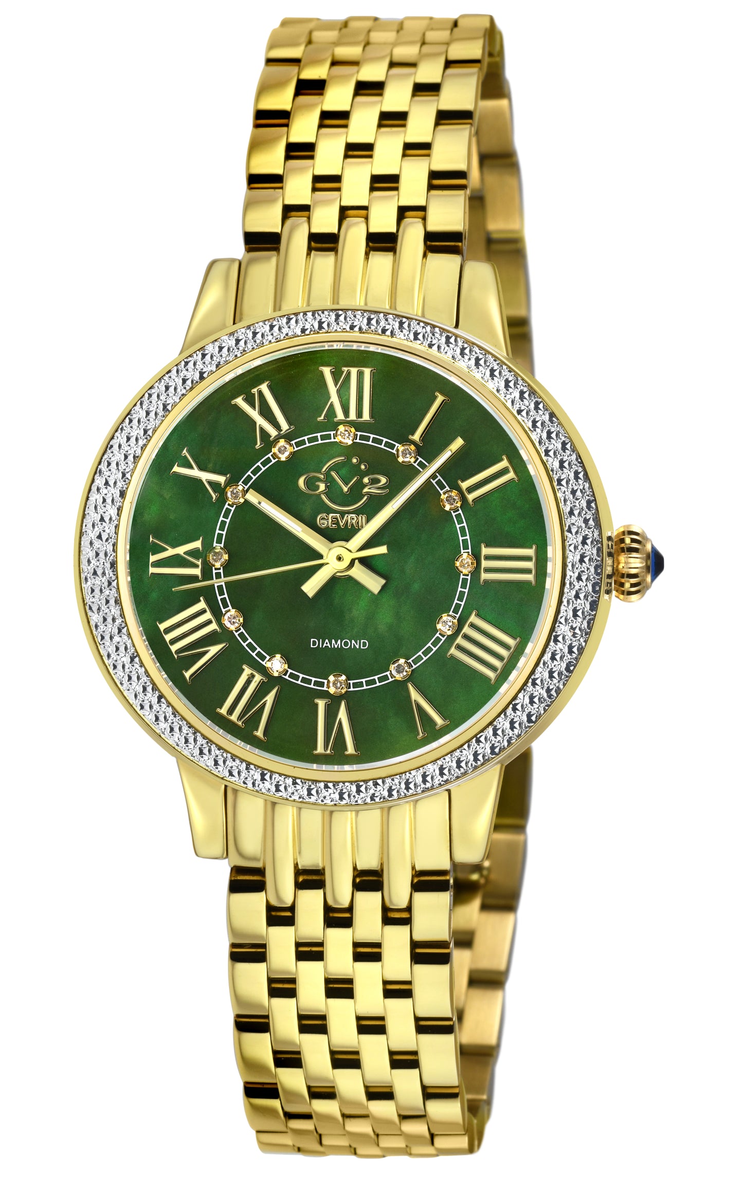 title:GV2 by Gevril Women's Astor III 34mm Quartz Watch 9154B;color:Green Mother-of-Pearl