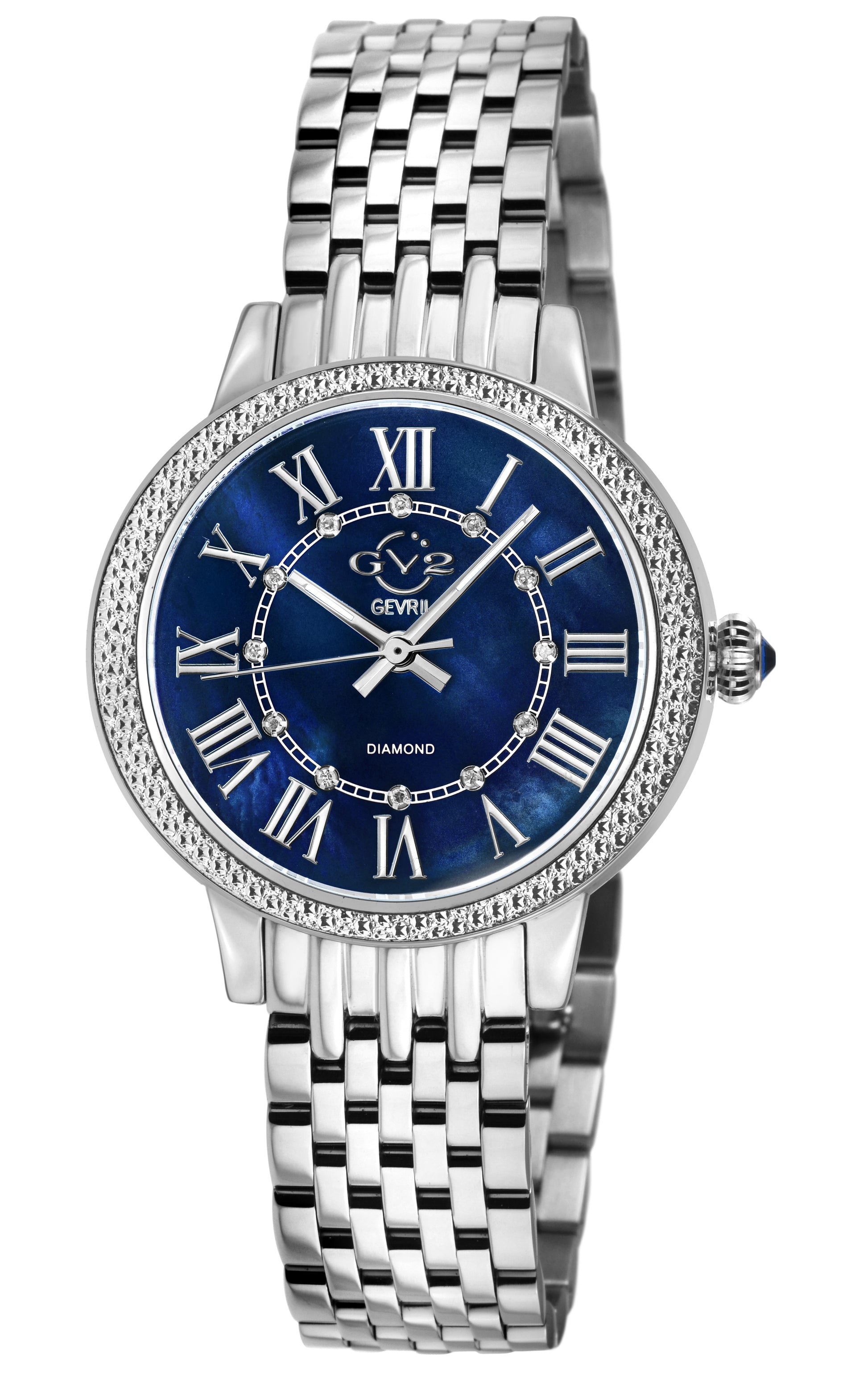 title:GV2 by Gevril Women's Astor III 34mm Quartz Watch 9159B;color:Blue Mother-of-Pearl