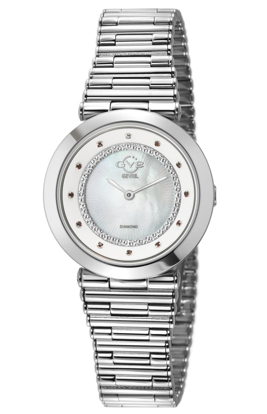 title:GV2 by Gevril Women's Burano 34mm Quartz Watch 14410B;color:White Mother-of-Pearl