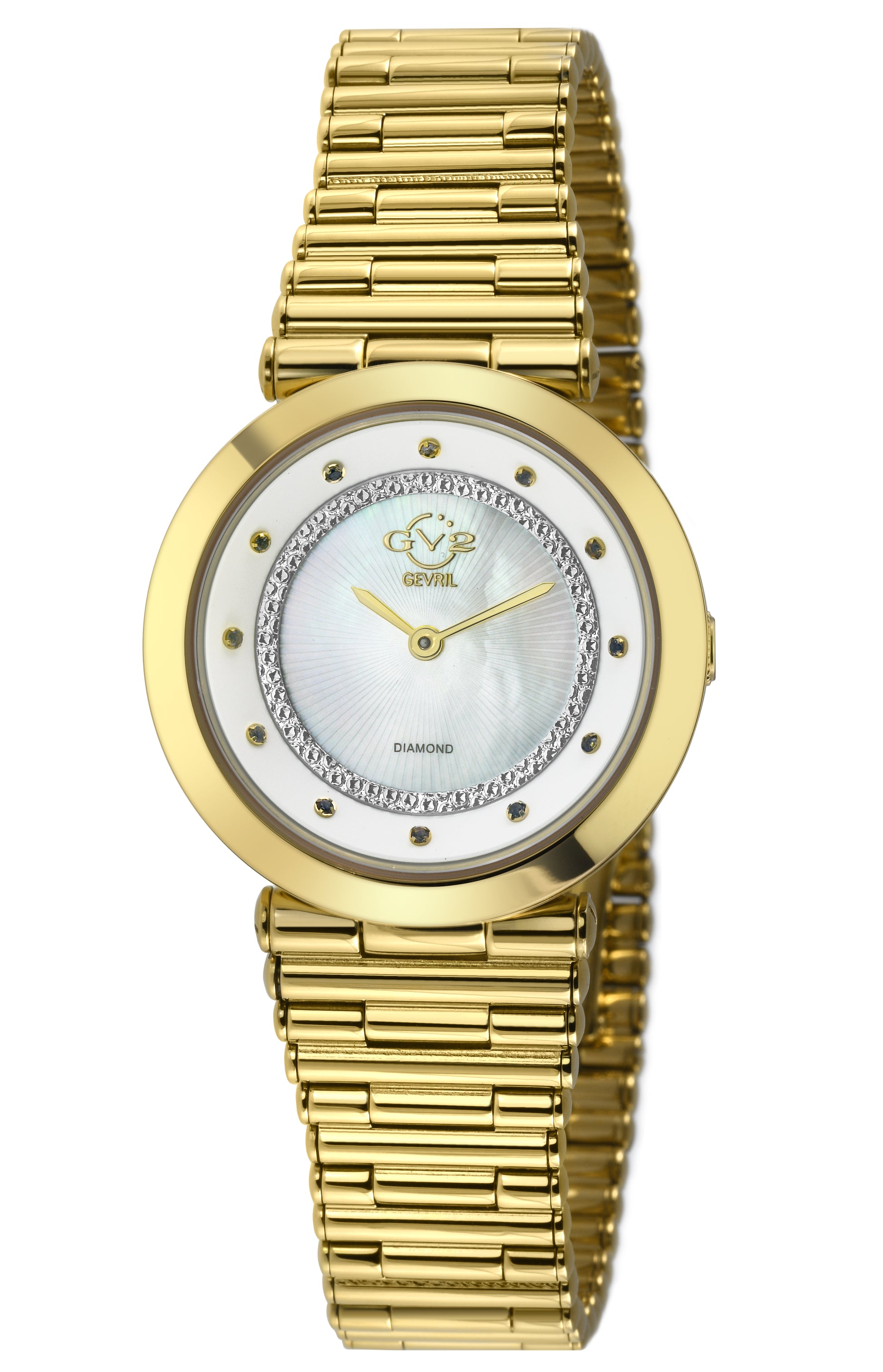 title:GV2 by Gevril Women's Burano 34mm Quartz Watch 14412B;color:White Mother-of-Pearl