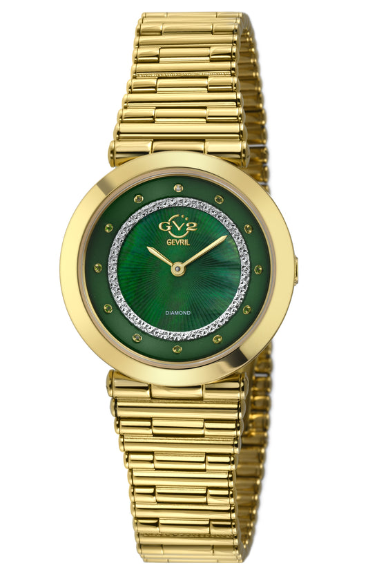 title:GV2 by Gevril Women's Burano 34mm Quartz Watch 14413B;color:Green Mother-of-Pearl