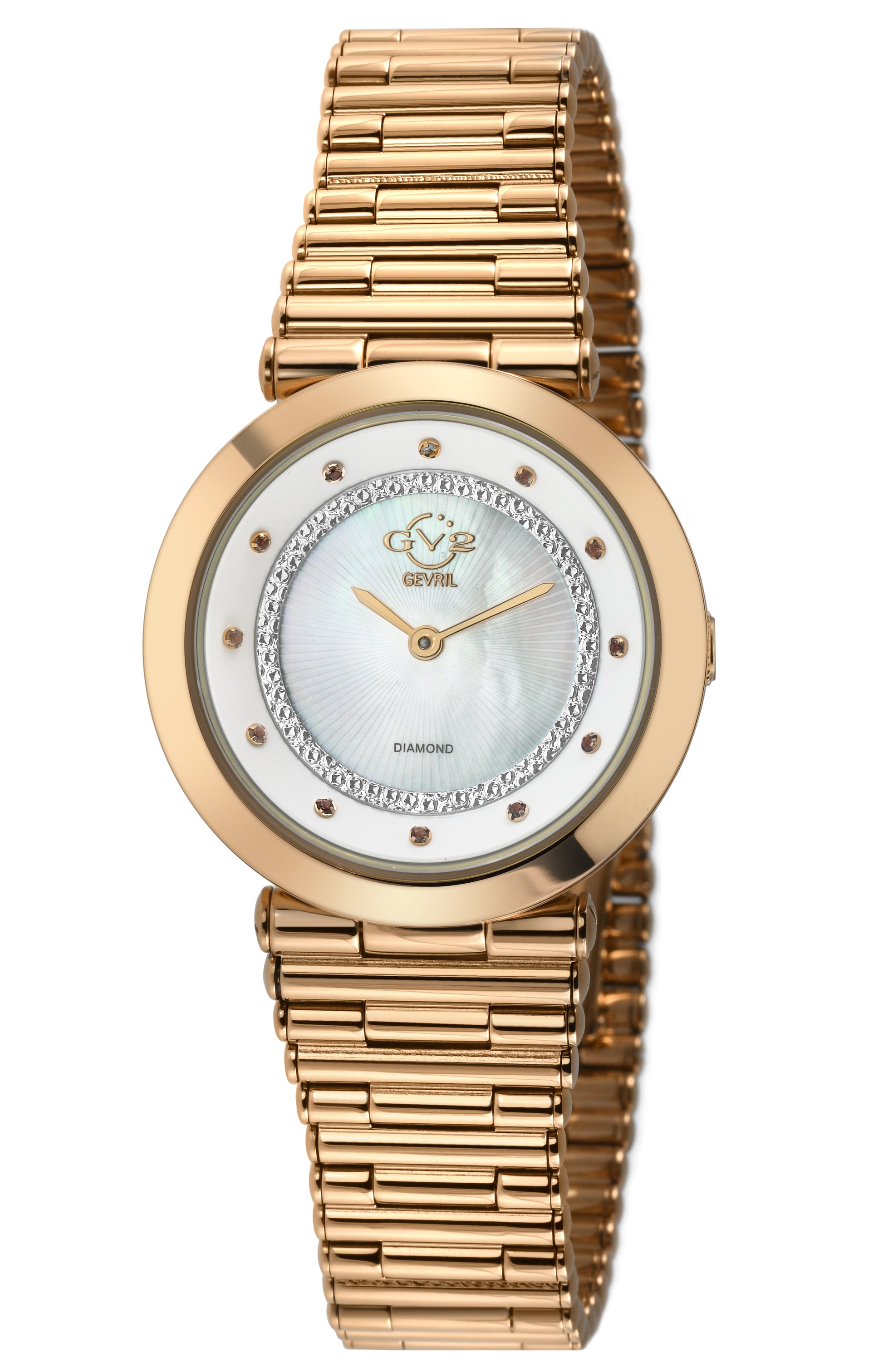 title:GV2 by Gevril Women's Burano 34mm Quartz Watch 14414B;color:White Mother-of-Pearl