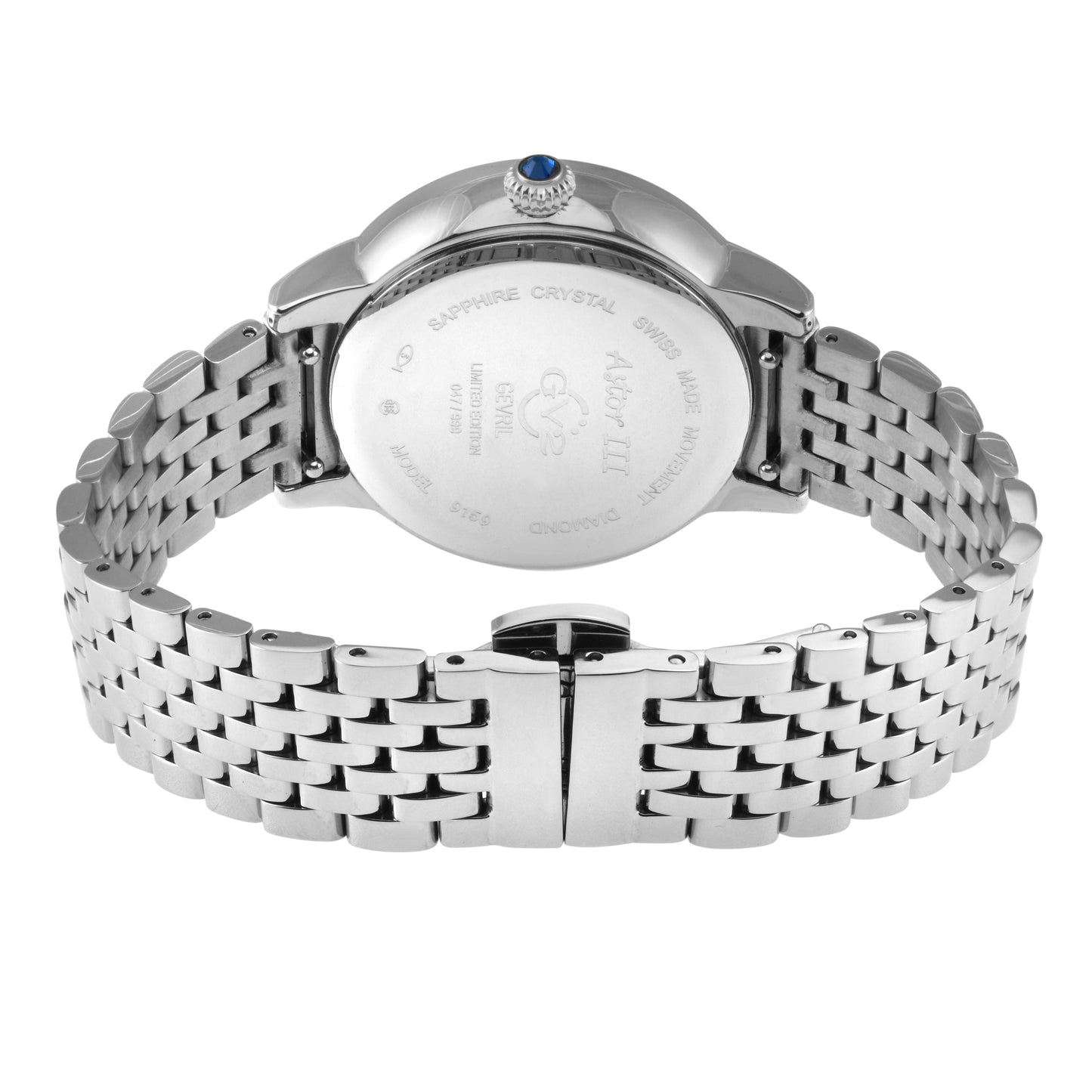 title:GV2 by Gevril Women's Astor III 34mm Quartz Watch 9159B;color:Blue Mother-of-Pearl