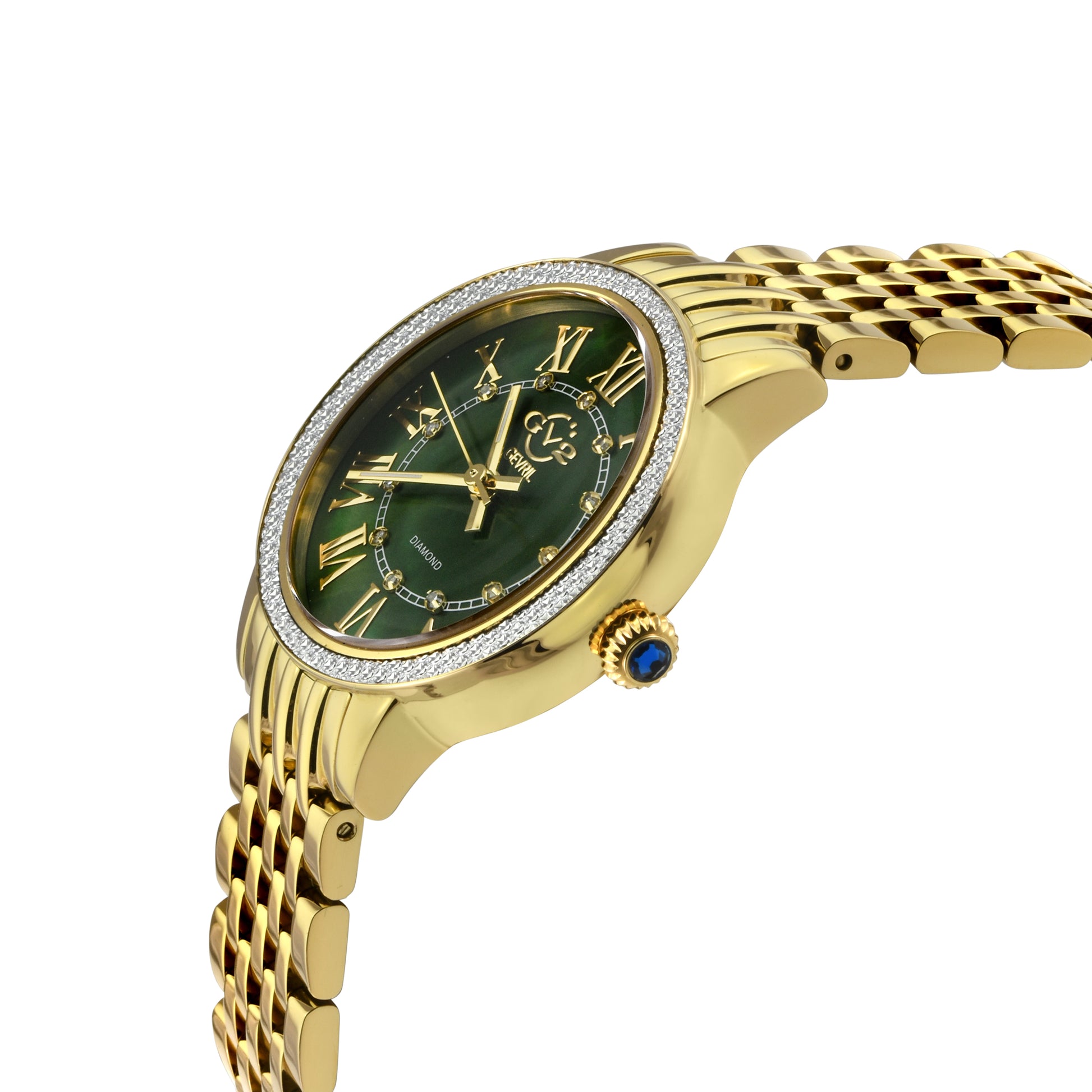 title:GV2 by Gevril Women's Astor III 34mm Quartz Watch 9154B;color:Green Mother-of-Pearl