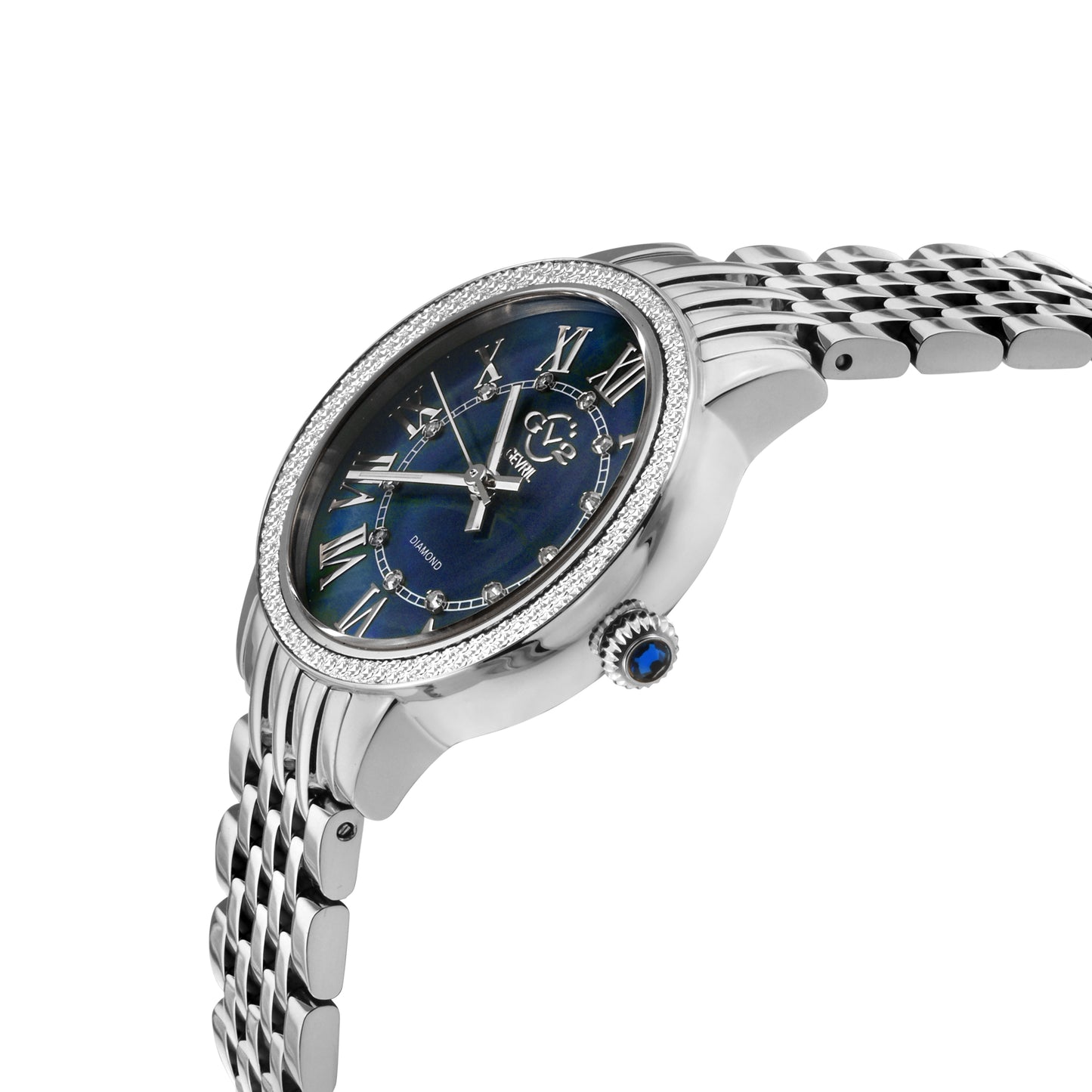 title:GV2 by Gevril Women's Astor III 34mm Quartz Watch 9159B;color:Blue Mother-of-Pearl