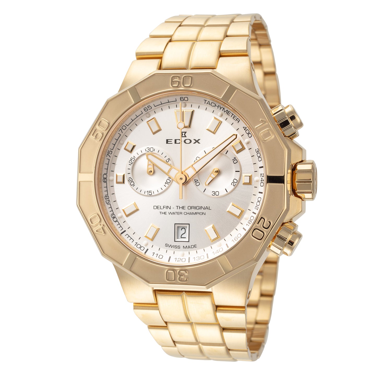 title:Edox Men's Delfin The Original 43mm Quartz Chronograph Watch 10113-37JM-AID;color:Gold