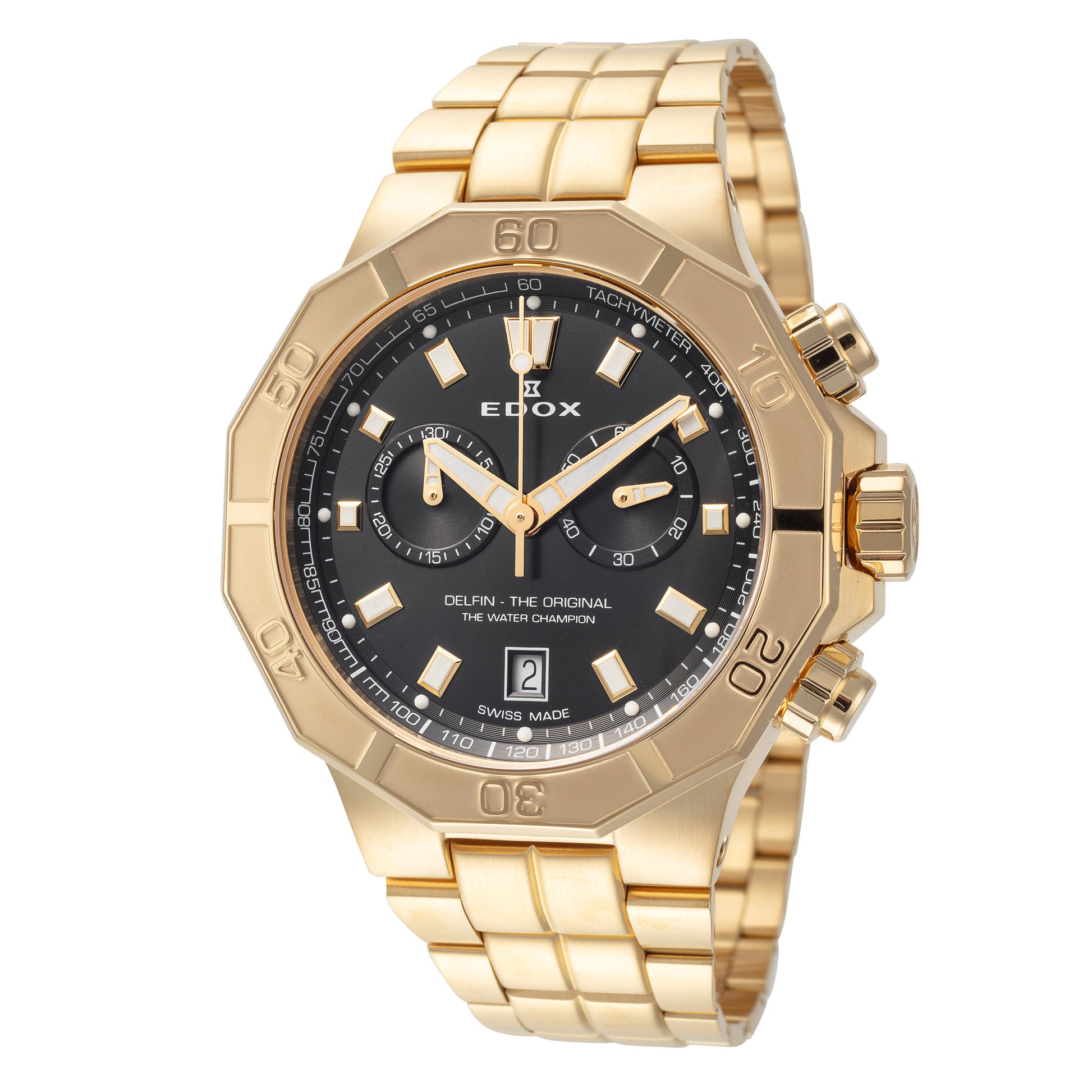 title:Edox Men's Delfin The Original 43mm Quartz Chronograph Watch 10113-37JM-NID;color:Gold