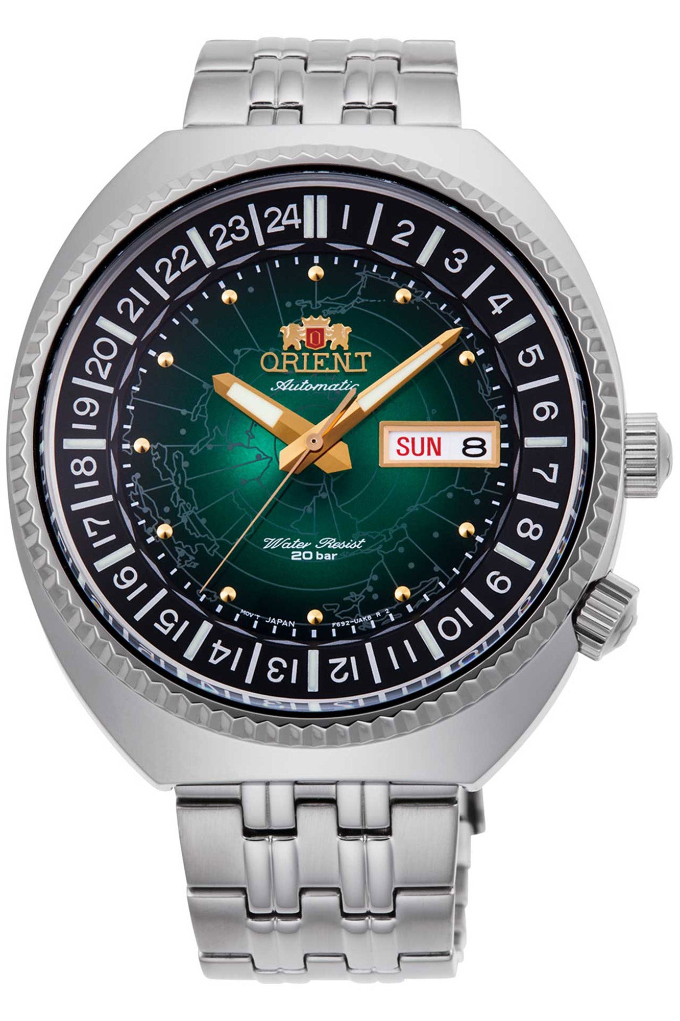 title:Orient Men's RA-AA0E02E19B Revival World Map 43mm Automatic Watch;color:Green