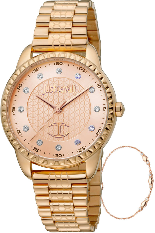 title:Just Cavalli Women's JC1L176M0075 SET 34mm Quartz Watch;color:Rose Gold