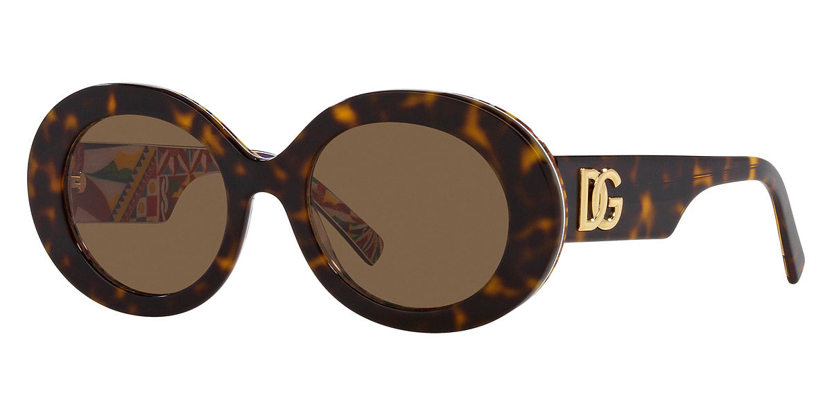 title:Dolce & Gabbana Women's 51mm Havana On White Barrow Sunglasses DG4448-321773-51;color:Havana On White Barrow frame, Dark Brown lens