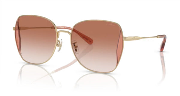 title:Coach Women's 58mm Shiny Light Gold Sunglasses HC7158D-900513-58;color:Shiny Light Gold Frame, Amber Gradient Lens