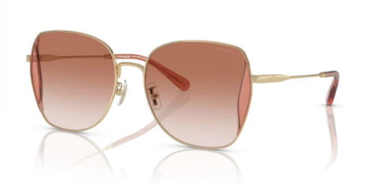 title:Coach Women's 58mm Shiny Light Gold Sunglasses HC7158D-900513-58;color:Shiny Light Gold Frame, Amber Gradient Lens