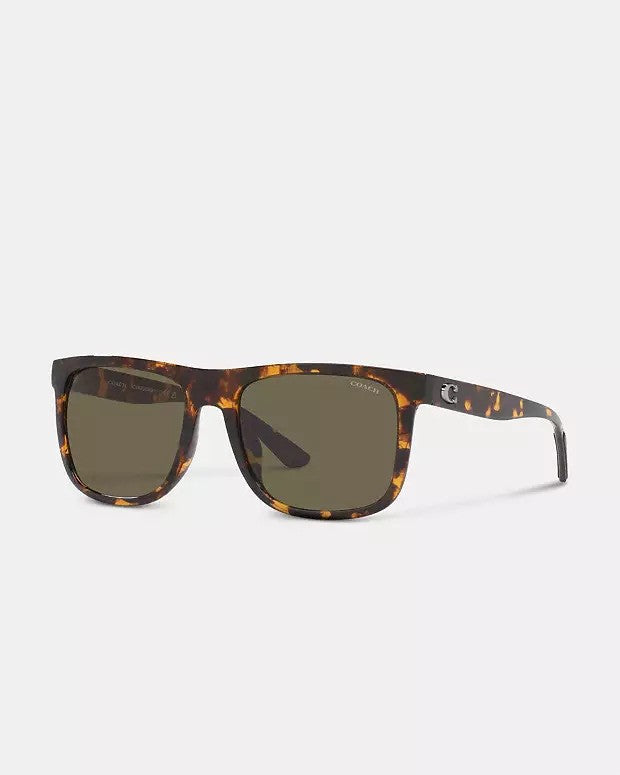 title:Coach Men's 57mm Dark Tortoise Sunglasses HC8367U-51203-57;color:Dark Tortoise Frame, Brown Lens