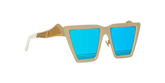 title:Irresistor Men's  Gold Sunglasses FLUXUS-GD-S0218;color:Gold frame, Blue lens