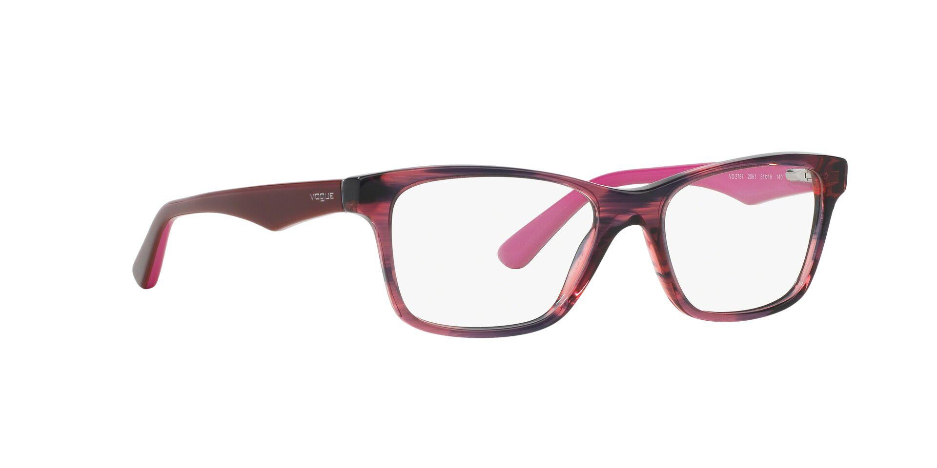 title:Vogue Women's 51mm Striped Black Cherry Opticals VO2787-2061-51;color:Striped Black Cherry frame, Demo lens