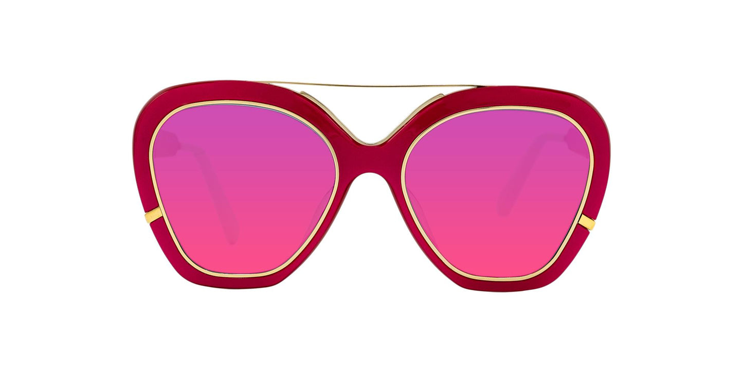 title:Irresistor Women's  Fuxia Gold Sunglasses LA-ISLA-BONITA-PRSV-S0204;color:Fuxia Gold frame, Pink Mirror lens