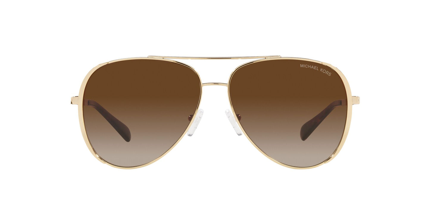 title:Michael Kors Women's Light Gold Sunglasses MK1101B-101413-60;color:Light Gold frame, Smoke Gradient lens