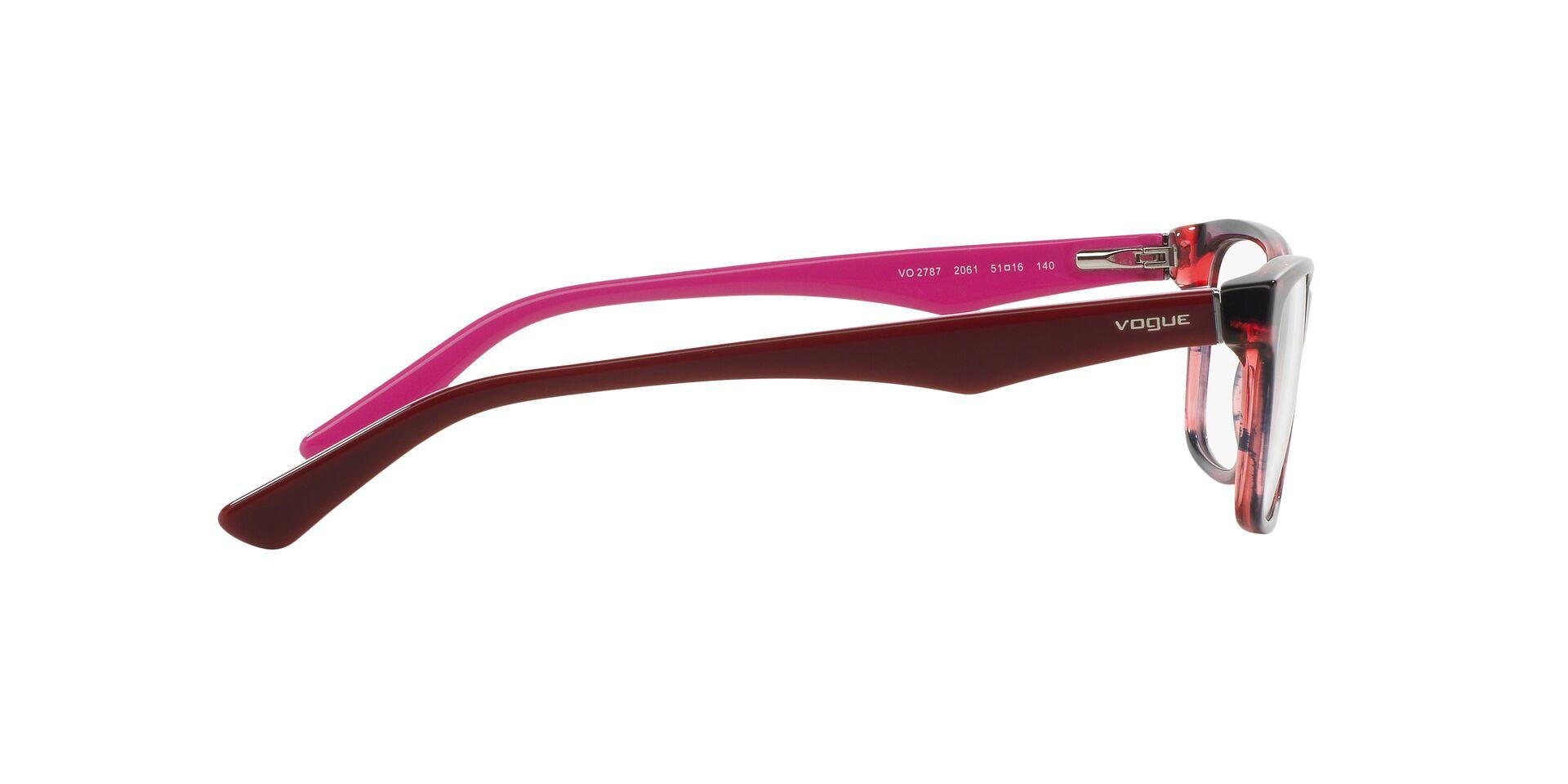 title:Vogue Women's 53mm Striped Black Cherry Opticals VO2787-2061-53;color:Striped Black Cherry frame, Demo lens