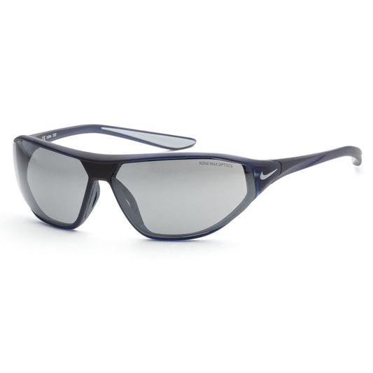 title:Nike Men's Aero Swift 65mm Matte Midnight Blue Sunglasses DQ0803-410;color:Matte Midnight Blue Frame, Grey Silver Lens