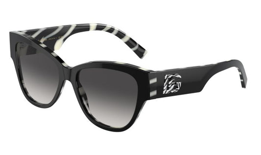 title:Dolce & Gabbana Women's 54mm Black On Zebra Sunglasses DG4449-3372-P-54;color:Black On Zebra frame, Dark Grey Tampo Tigre Silver lens