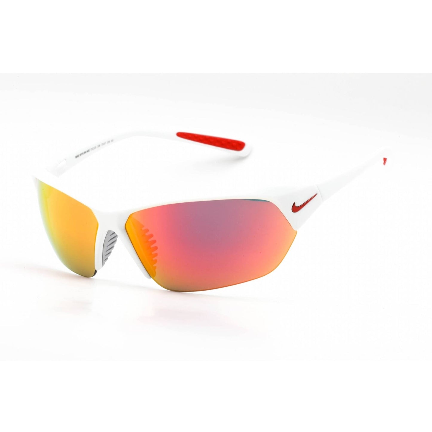 title:Nike Men's Skylon Ace 69 mm White Sunglasses EV1125-106-69;color:White Frame, Red Mirror Lens