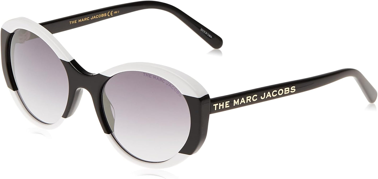 title:Marc Jacobs Women's 56mm Black and White Sunglasses MARC520S-080S-FQ;color:Black and White frame, Grey Gold Mirror Gradient lens