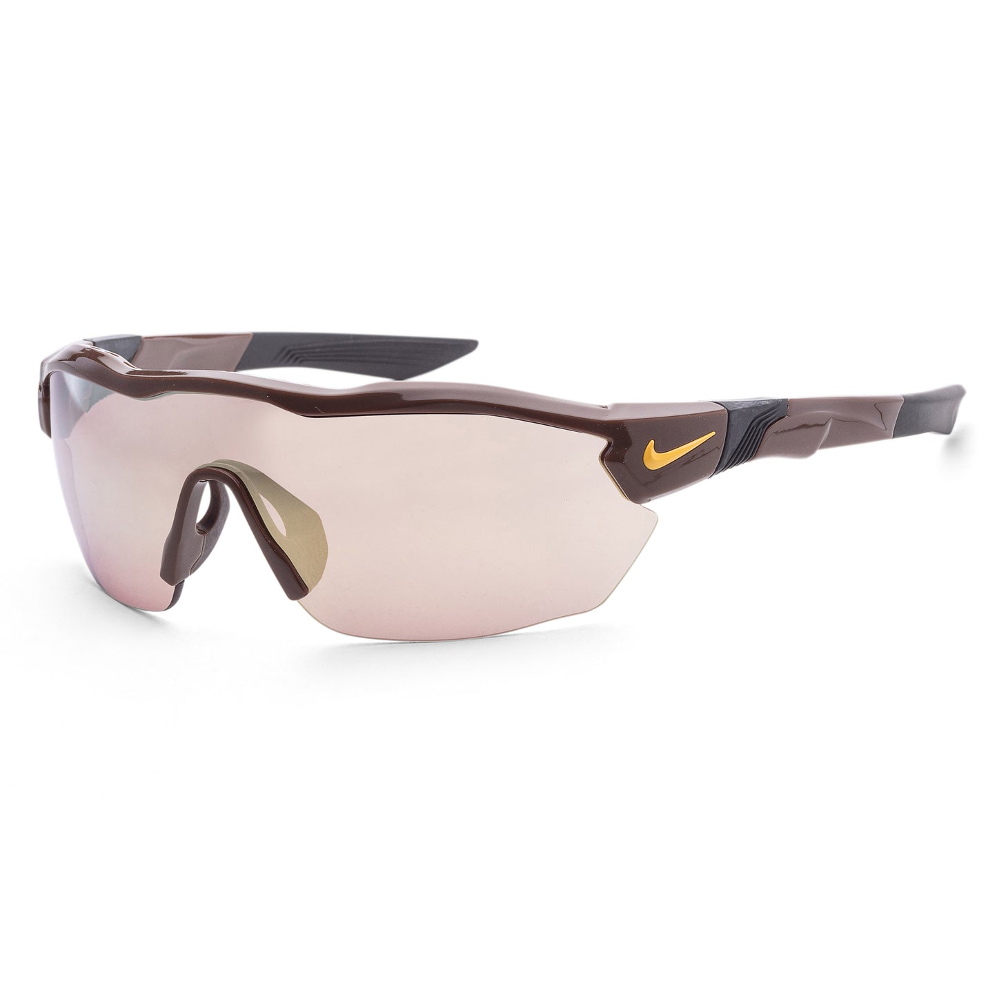 title:Nike Men's Show X3 Elite 61 mm Dark Cinder Sunglasses DJ2605-249-61;color:Dark Cinder Frame, Gold Mirror Lens