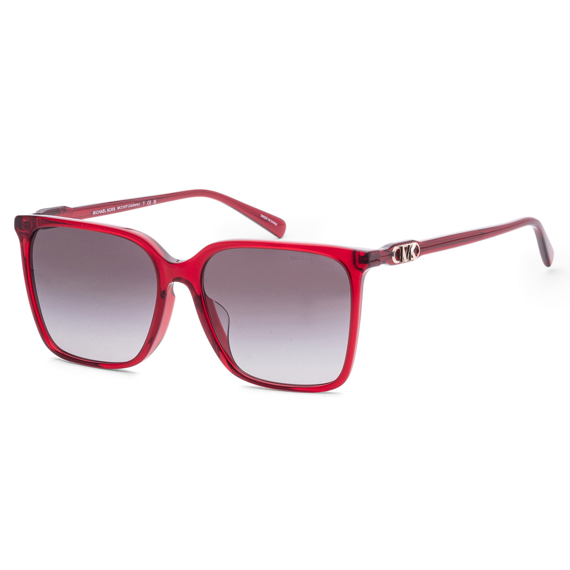 title:Michael Kors Women's Canberra 58mm Red Transparent Sunglasses MK2197F-39558G-58;color:Red Transparent frame, Dark Grey Gradient lens