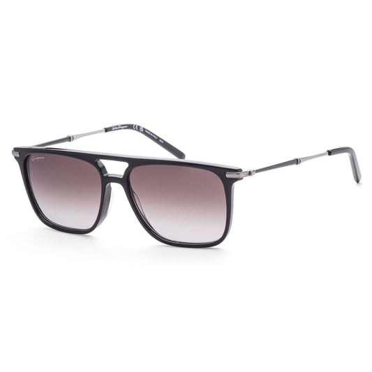 title:Ferragamo Men's 57mm Black Sunglasses SF966S-001;color:Black Frame, Grey Lens