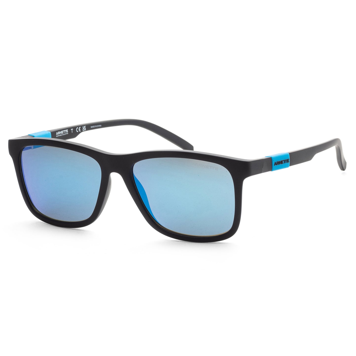 title:Arnette Men's 56mm Matte Black Sunglasses AN4276-275825-56;color:Matte Black Frame, Green Mirror Light Blue Lens