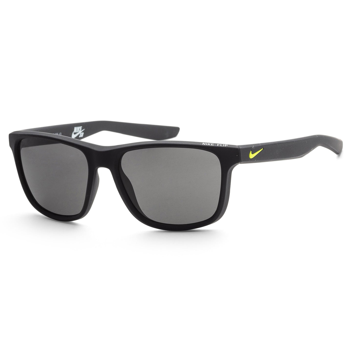 title:Nike Men's Flip 53mm Matte Black Sunglasses EV0990-077;color:Matte Black Frame, Grey Lens