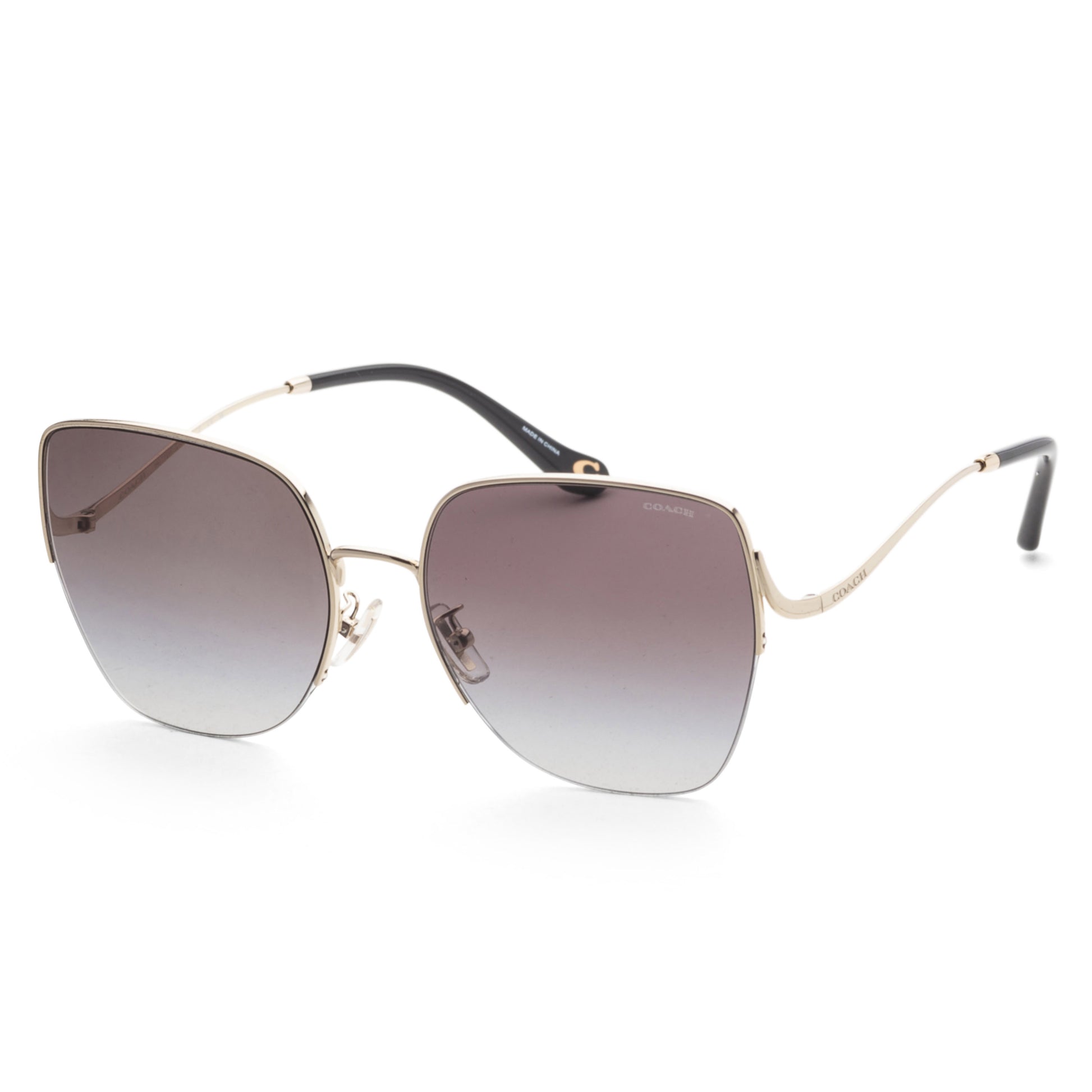 title:Coach Women's 60mm Shiny Light Gold Sunglasses HC7156D-90053C-60;color:Shiny Light Gold Frame, Grey Gradient Lens