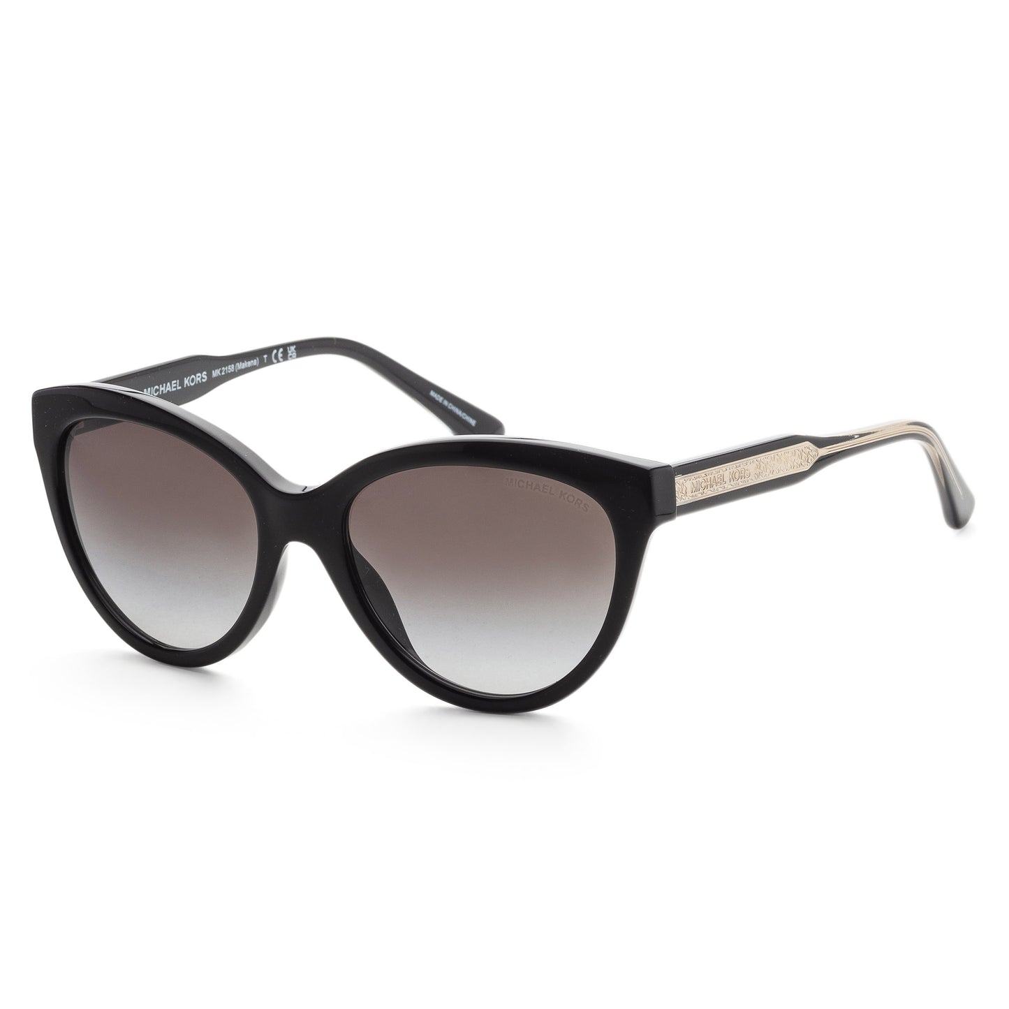 title:Michael Kors Women's Makena 55mm Black Laminate Sunglasses MK2158-30058G-55;color:Black and Clear Laminate frame, Dark Grey Gradient lens