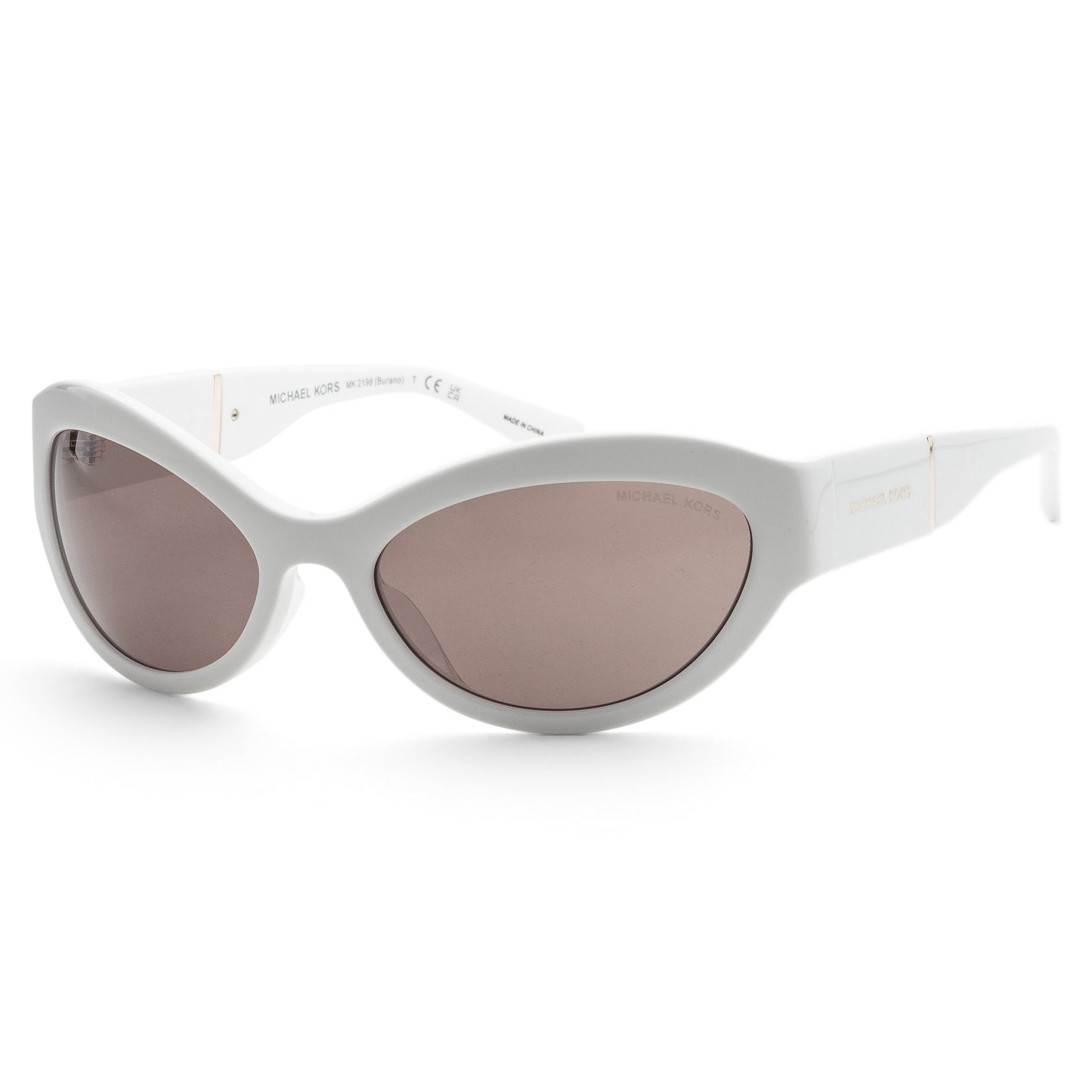 title:Michael Kors Women's Burano 59mm Optic White Sunglasses MK2198-310073-59;color:Optic White Frame, Brown Lens