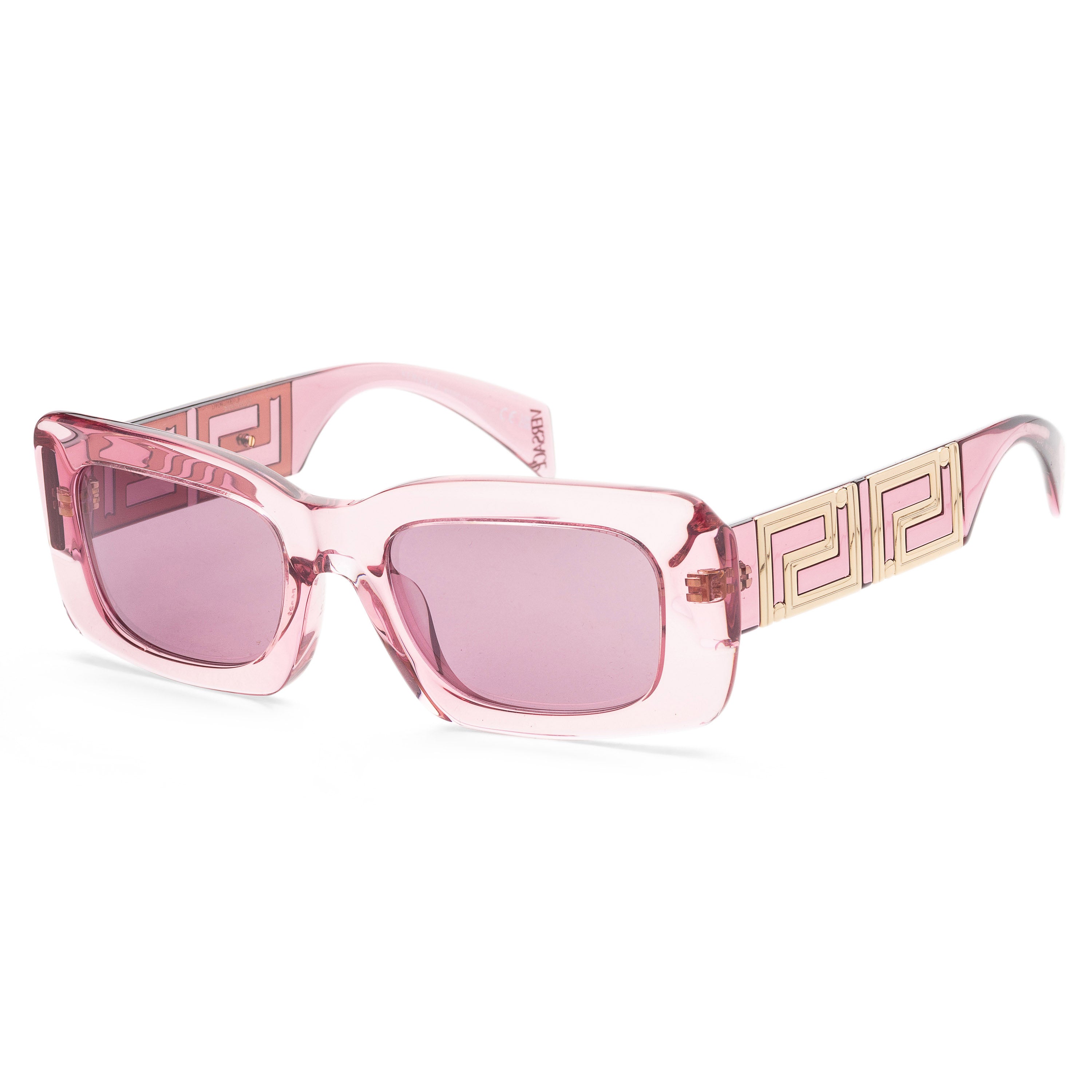 title:Versace Women's 54mm Transparent Pink Sunglasses VE4444U-5355AK-54;color:Transparent Pink frame, Violet Internal Mirror Silver lens