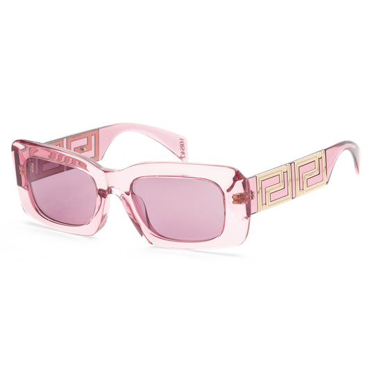 title:Versace Women's 54mm Transparent Pink Sunglasses VE4444U-5355AK-54;color:Transparent Pink frame, Violet Internal Mirror Silver lens