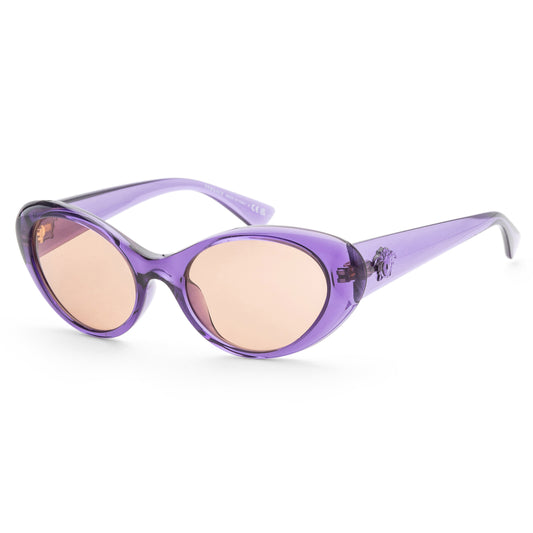 title:Versace Women's 53mm Purple Transparent Sunglasses VE4455U-5353-3-53;color:Purple Transparent frame, Dark Brown lens