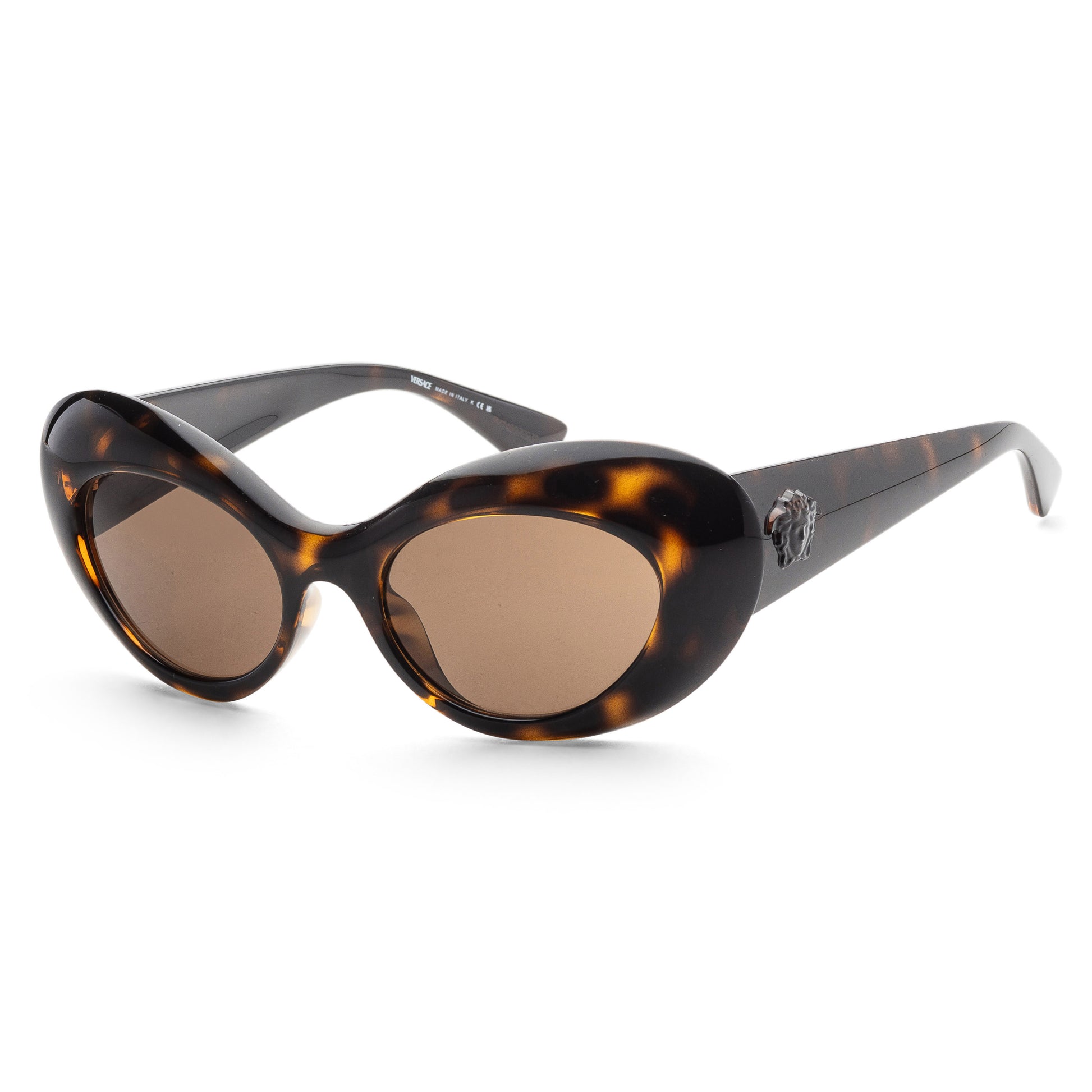 title:Versace Women's 52mm Havana Sunglasses VE4456U-108-73-52;color:Havana frame, Dark Brown lens