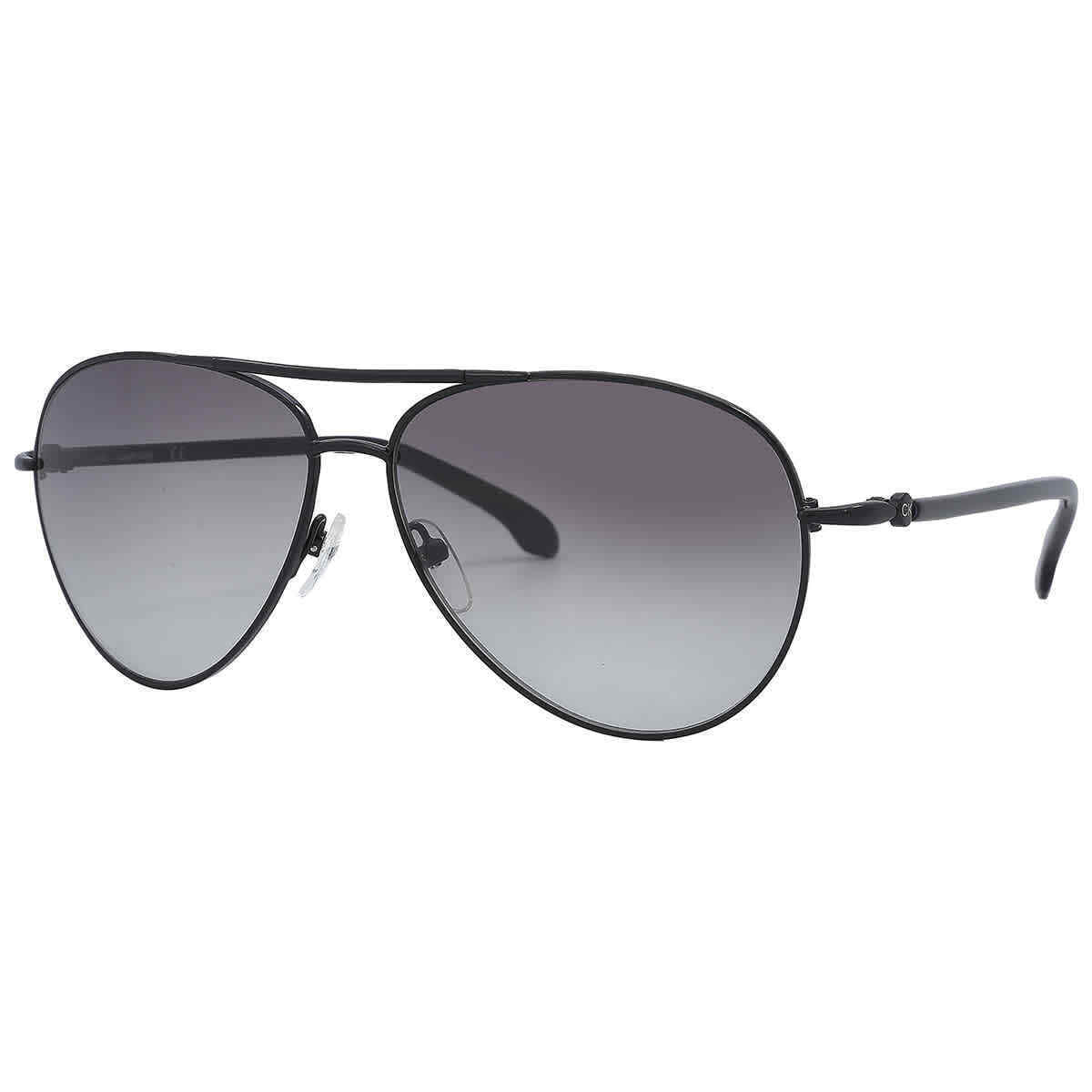 title:Calvin Klein Unisex 59mm Shiny Black Sunglasses CK1184S-001;color:Shiny Black Frame, Grey Gradient Lens