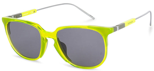 title:Calvin Klein Men's 56mm Crystal Neon Yellow Sunglasses CK19700S-756;color:Crystal Neon Yellow Frame, Grey Lens